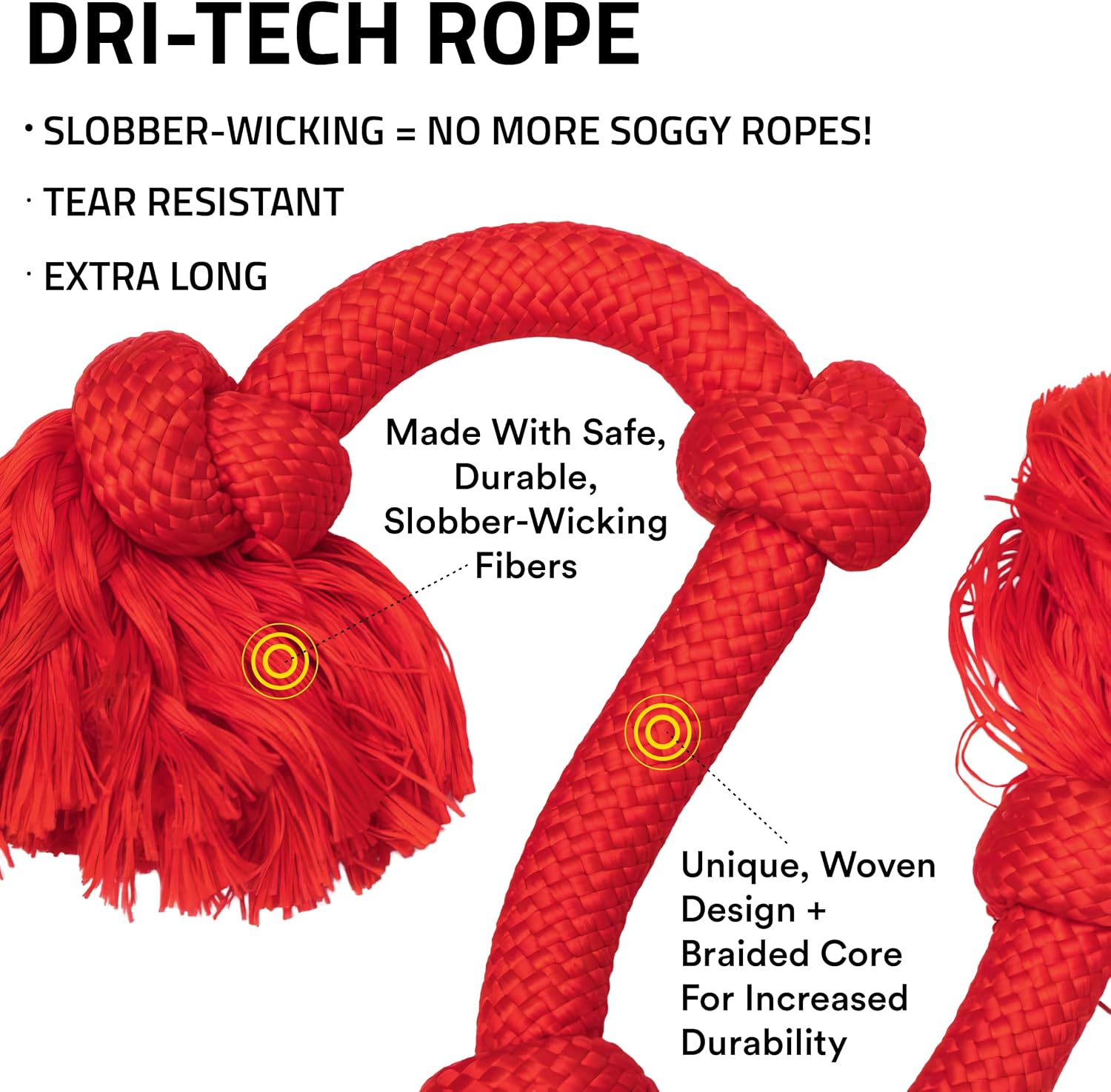 Playology Tug Rope Dog Toys for Large Breed Dogs - Jumbo, Beef Scent
