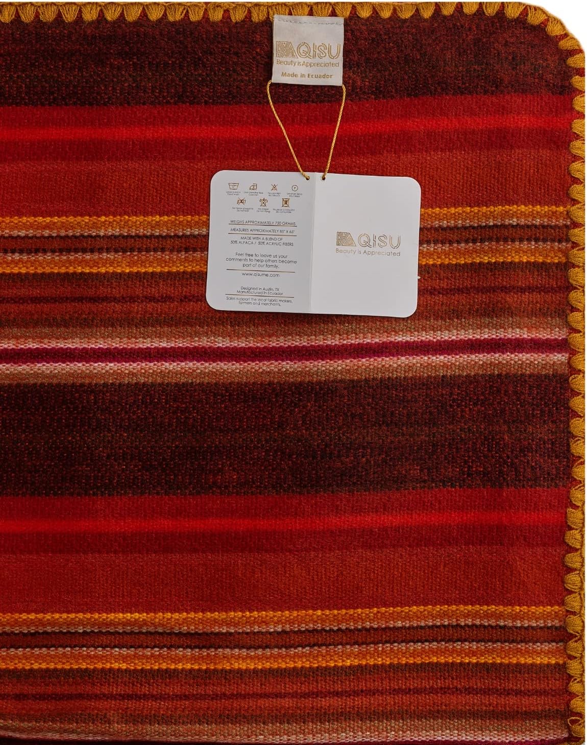 QISU Alpaca Wool Blanket Throw | Large, Beautiful, Warm, Variegated | 85 x 65 inches | Ultra-Soft, Hypoallergenic and Breathable | Non-Itchy or Scratchy Fabric (Green Variegated)
