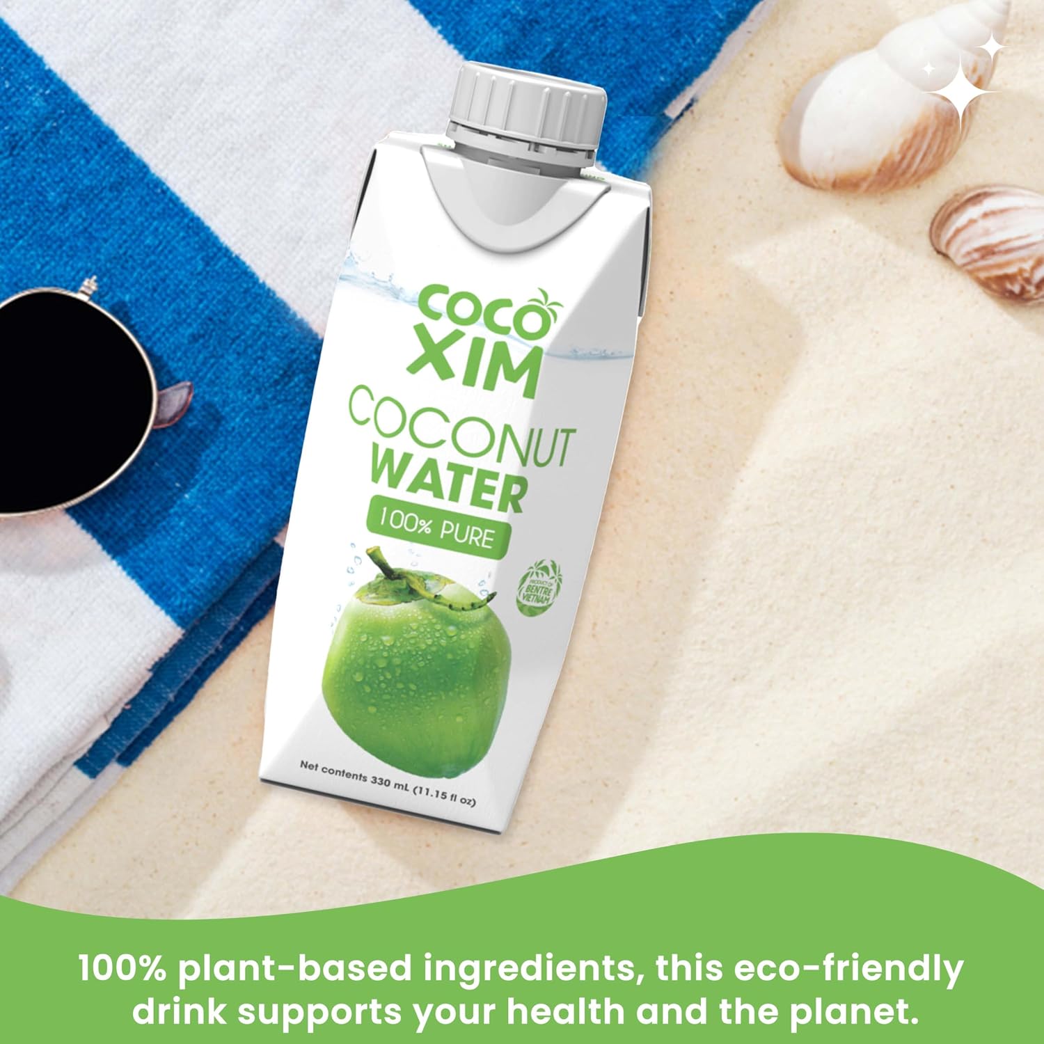 COCOXIM Ready to Drink Pure Coconut Water, 33.8 oz, Pack of 12, Zero Sugar