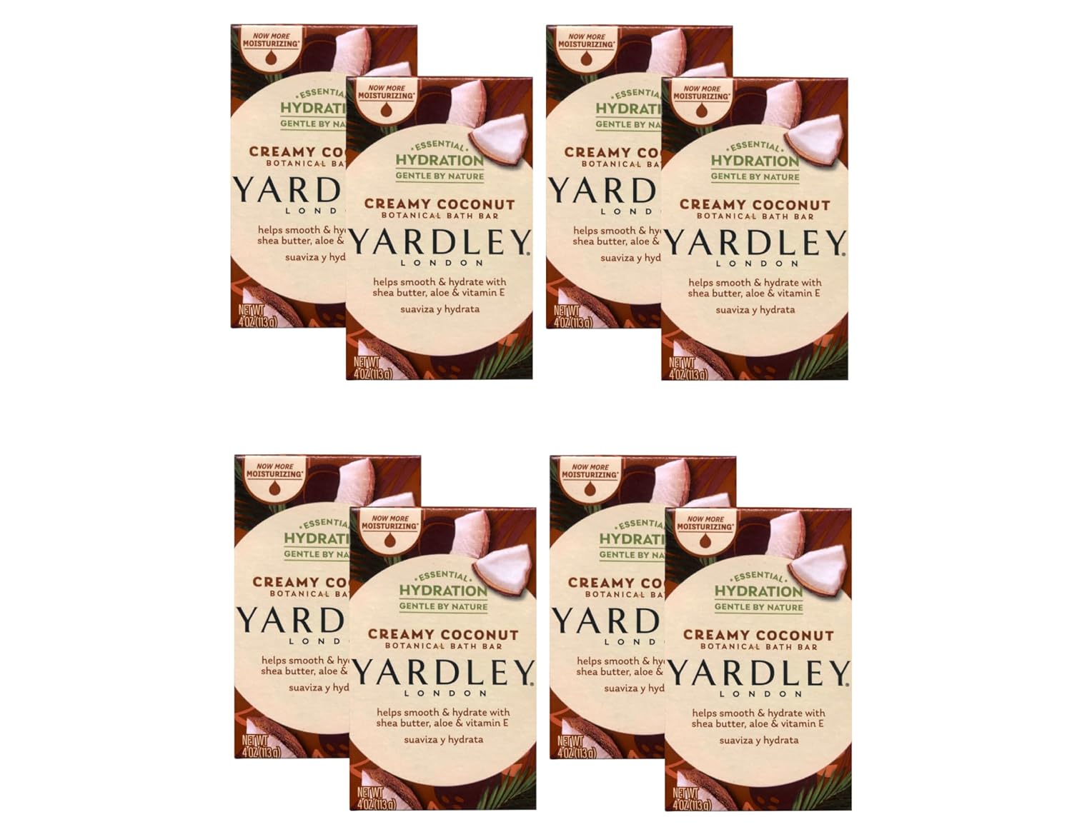 Yardley Creamy Coconut Bath Bar, 4 Ounces - Pack of 8