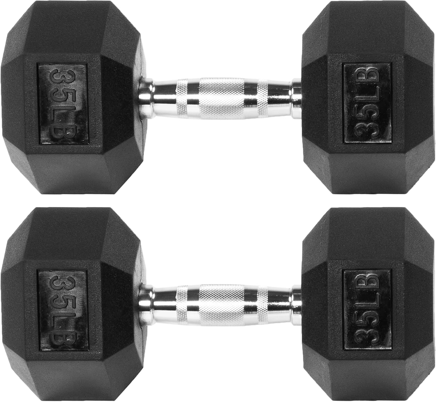 Rubber Encased Hex Dumbbell with Knurled Alloy Material Non-slip Handle, Basic Professional Dumbbell