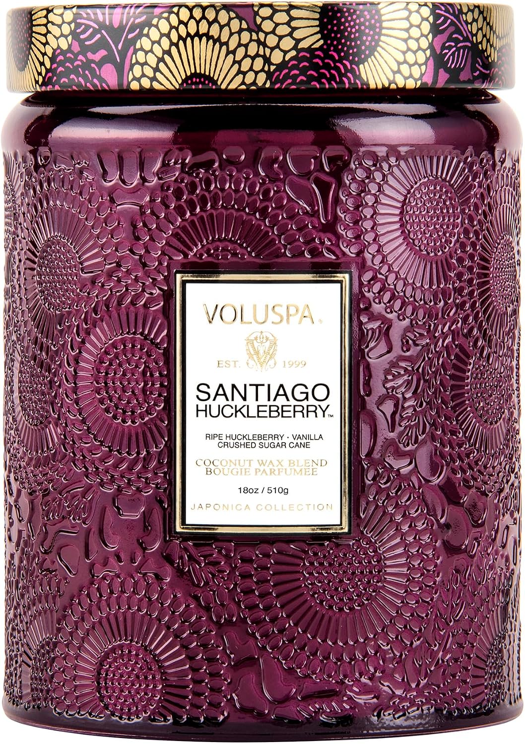 Voluspa French Cade Lavender Large Scented Candle Jar 18 Oz, 100 Hr Burn | Coconut Wax Blend in Decorative Glass, Clean Even Burn, USA Handcrafted Gift for Hosts, Fragrance Lovers & Relaxed Rooms