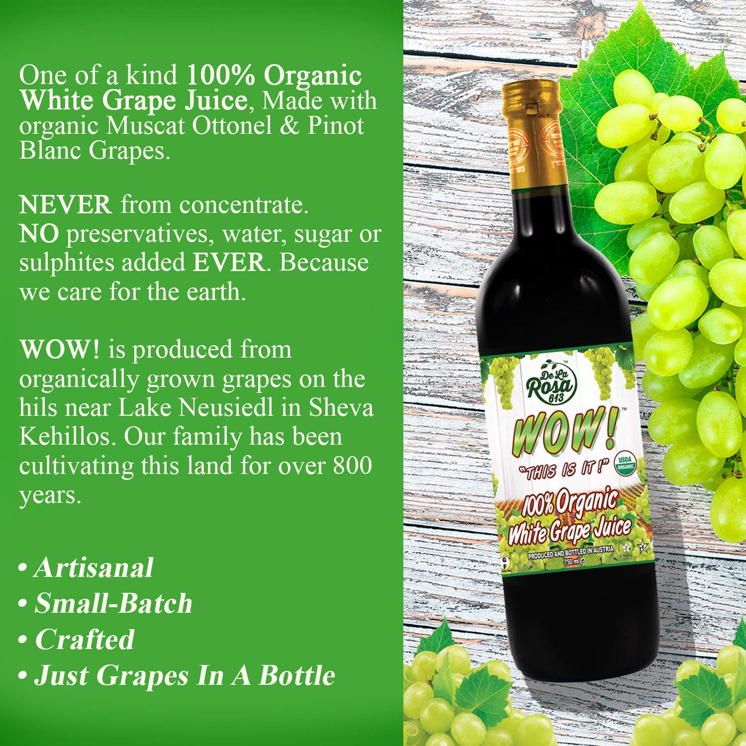 De La Rosa Organic Austrian Kosher Red Grape Juice (25.4 oz - 2pack)
