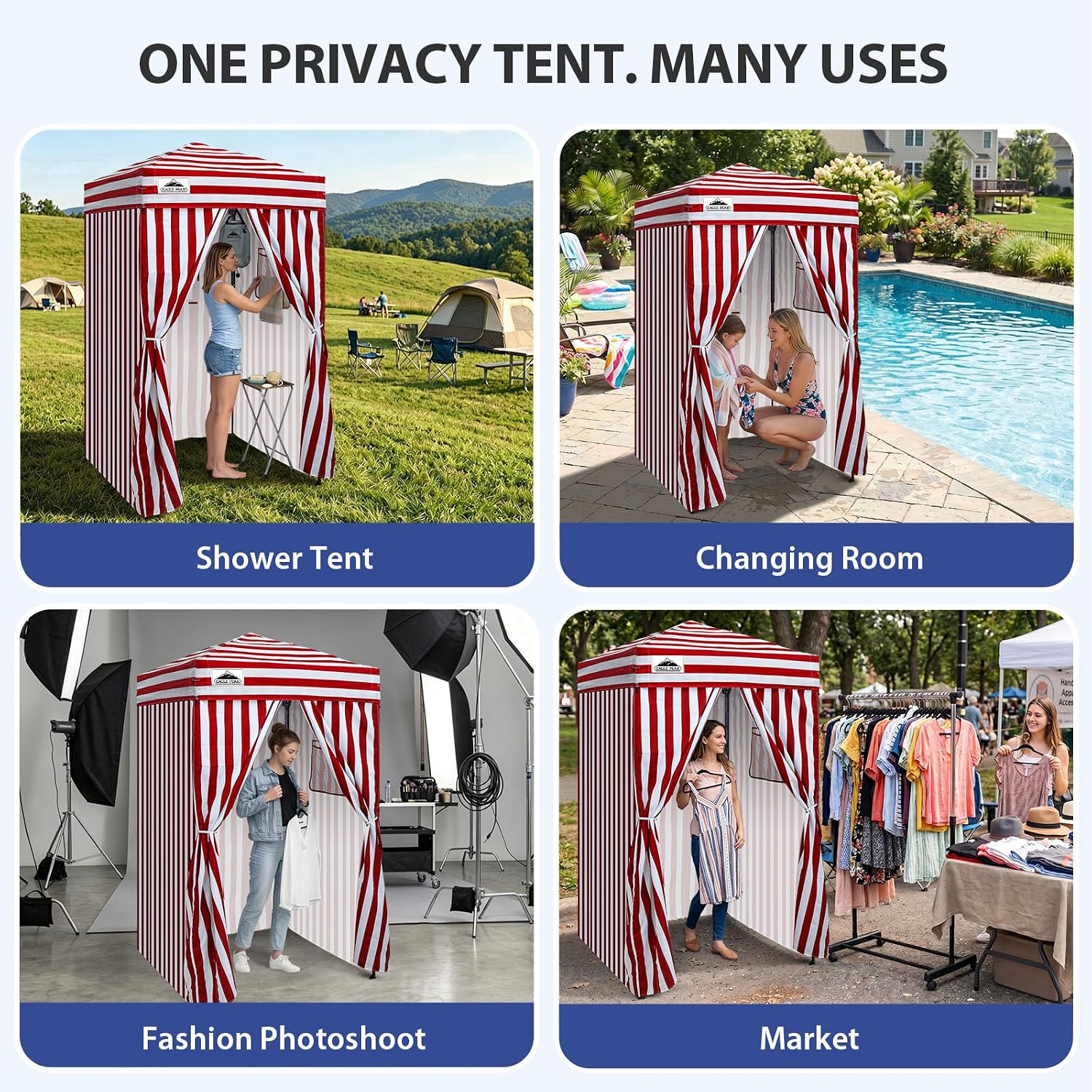 EAGLE PEAK 4x4 Pop Up Changing Tent, Outdoor Changing Room, Gray/White