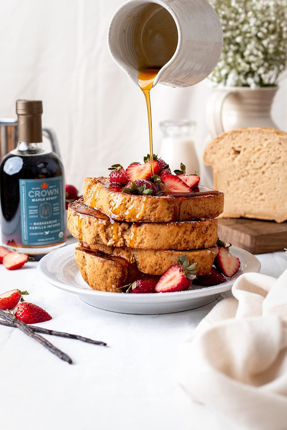 Crown Maple Organic Madagascar Vanilla Maple Syrup, Real Vanilla Bean, Pancakes, Baking, Cocktails & Brunch, 12.7 Fl Oz