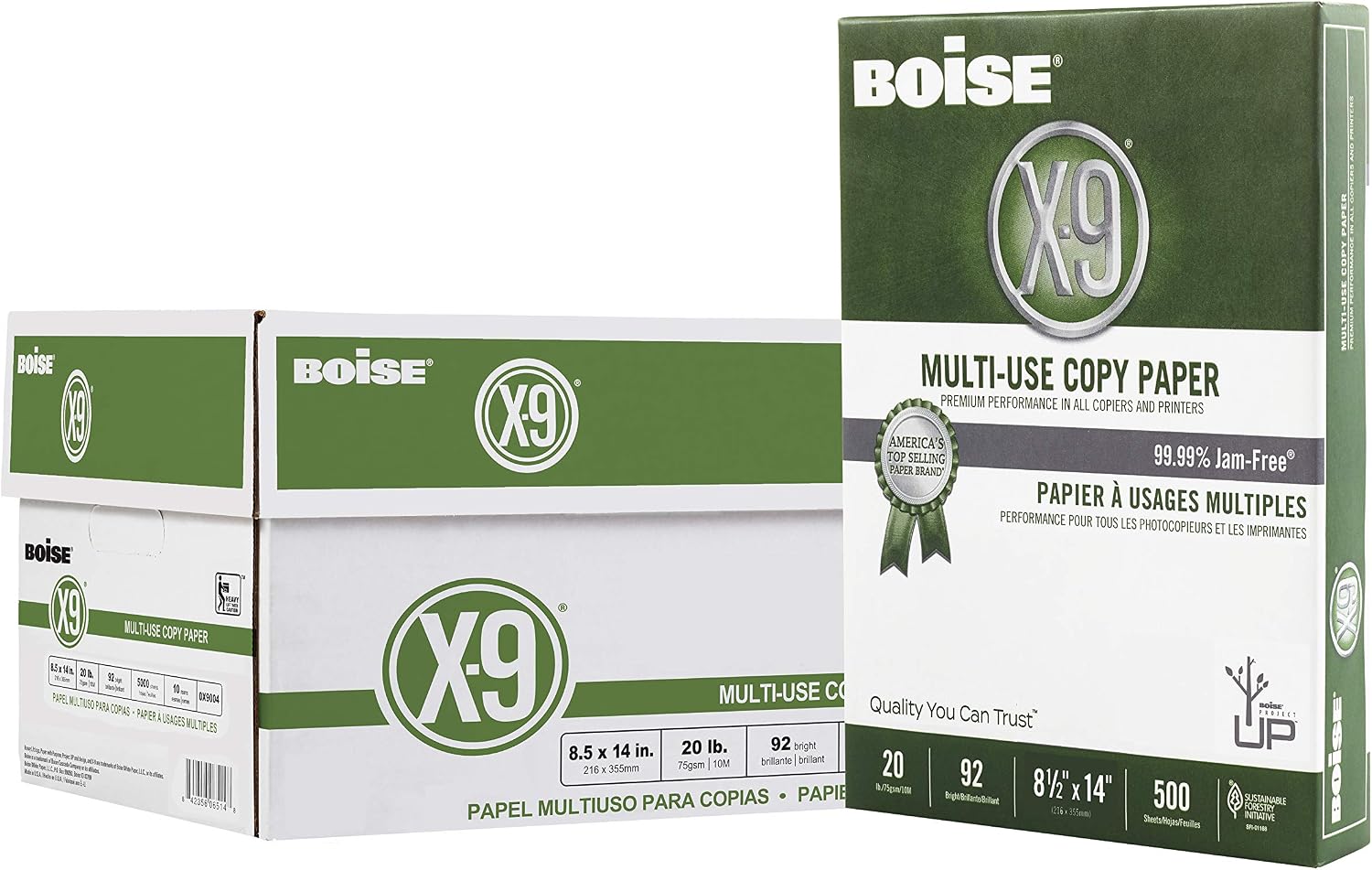 Boise X-9 Multi-Use Printer & Copy Paper, 5 Reams, White, Ledger (11in x 17in), 2500 Sheets Per Case, 20 Lb, 92 Brightness