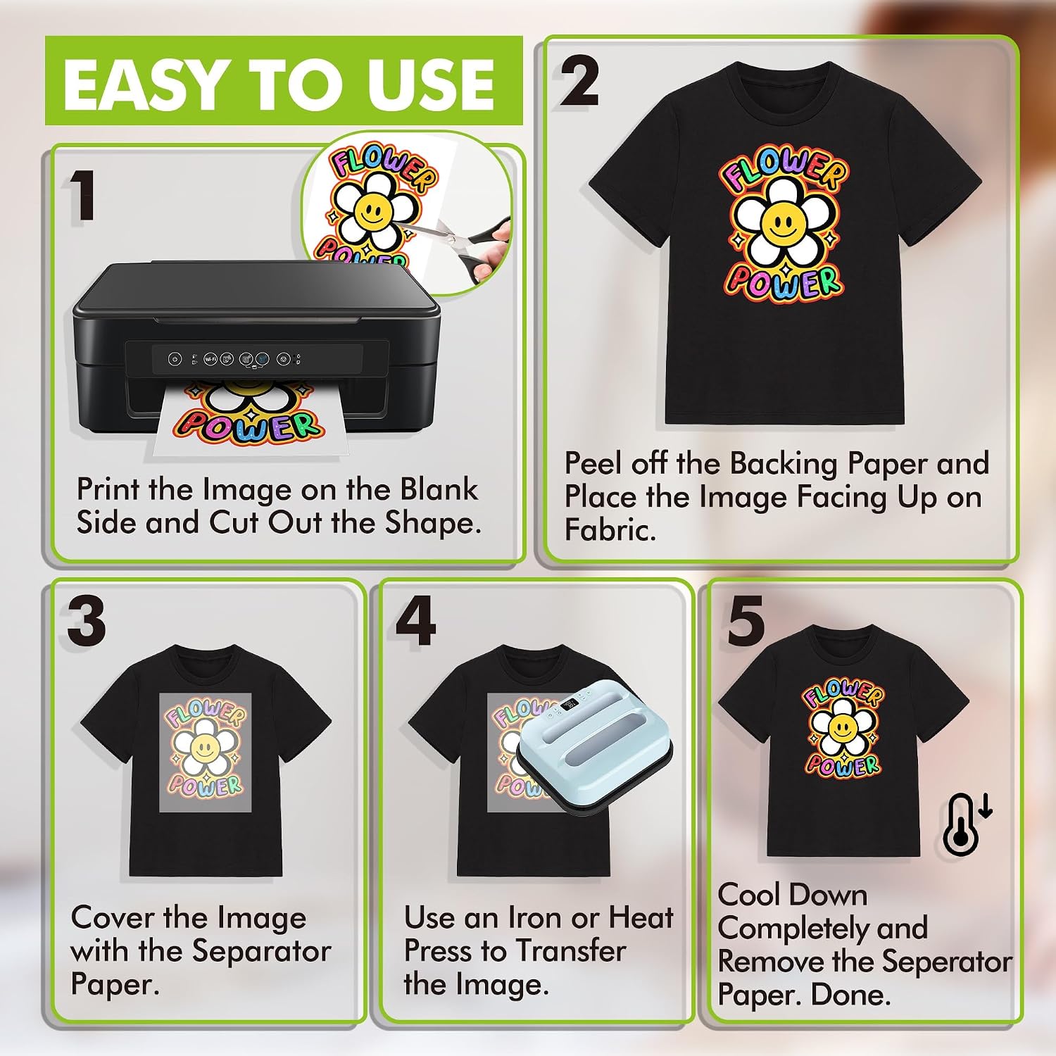 Koala Iron on Heat Transfer Paper for Dark Fabric, 20 Sheets, 8.5x11 In