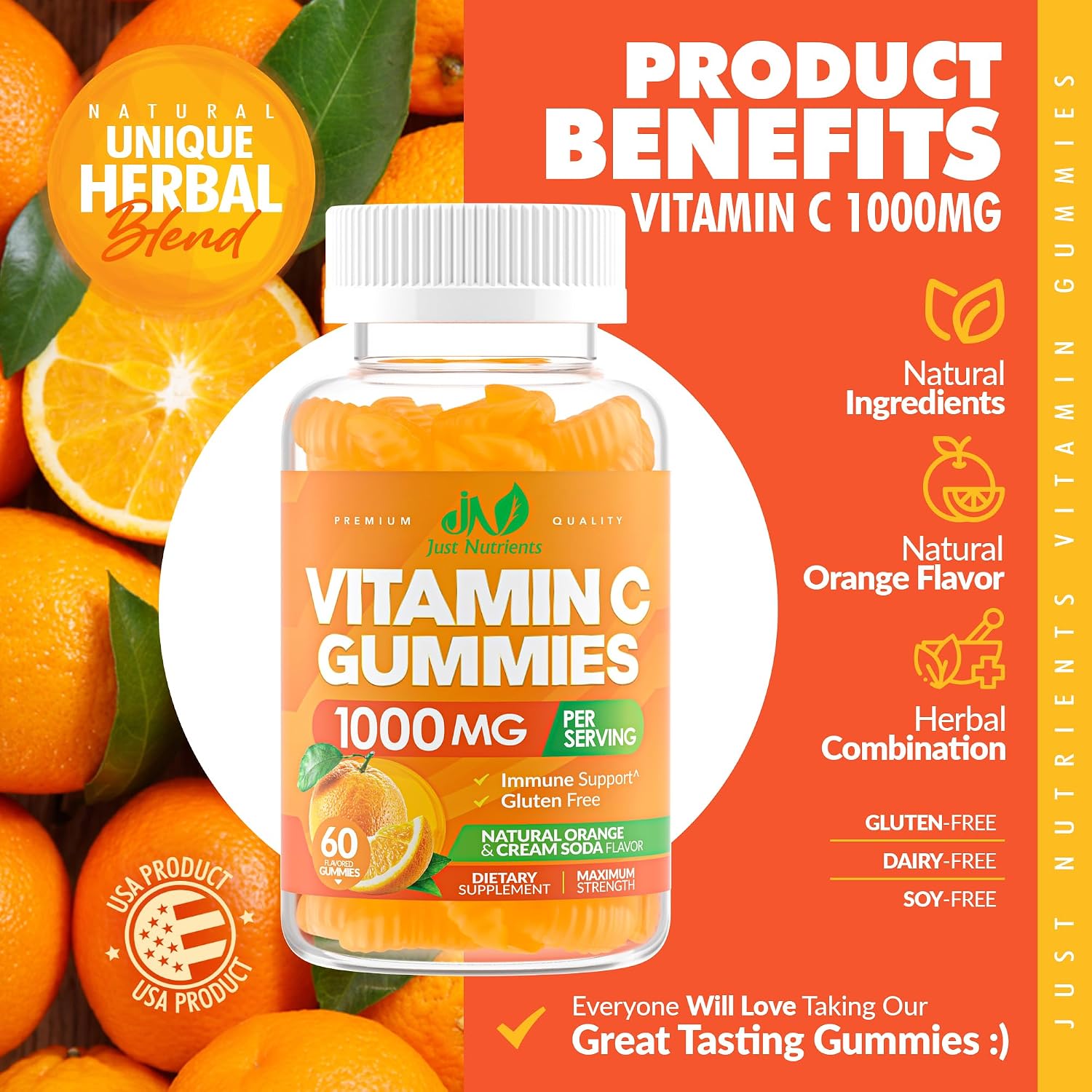 Vitamin C 1000mg Gummies – Chewable Multivitamin for Adults & Kids