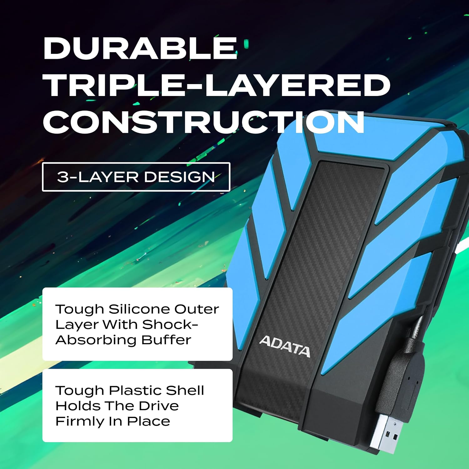 ADATA HD710 Pro - 4 TB External Hard Drive - Shockproof, Waterproof & Dustproof - Durable Storage - For Gamers, Students & Professionals - Mac, PC & Linux Compatible - Black - AHD710P-1TU31-CBK