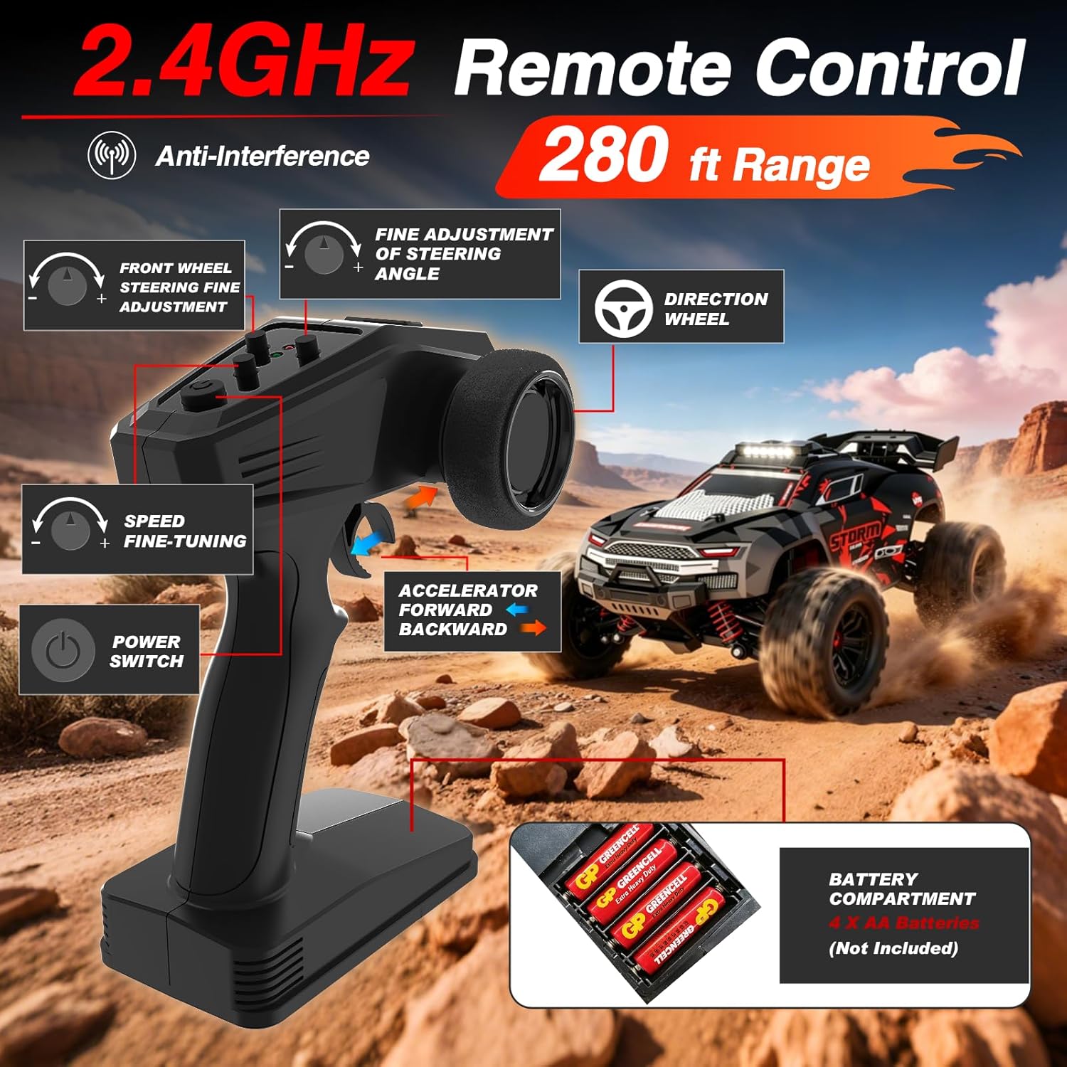 KGF 1:18 Scale All Terrain RC Cars for Adults, High Speed Remote Control Car | Fast RC Cars for Boys Age 8-1, 2.4GHz 4WD Off Road Monster Truck