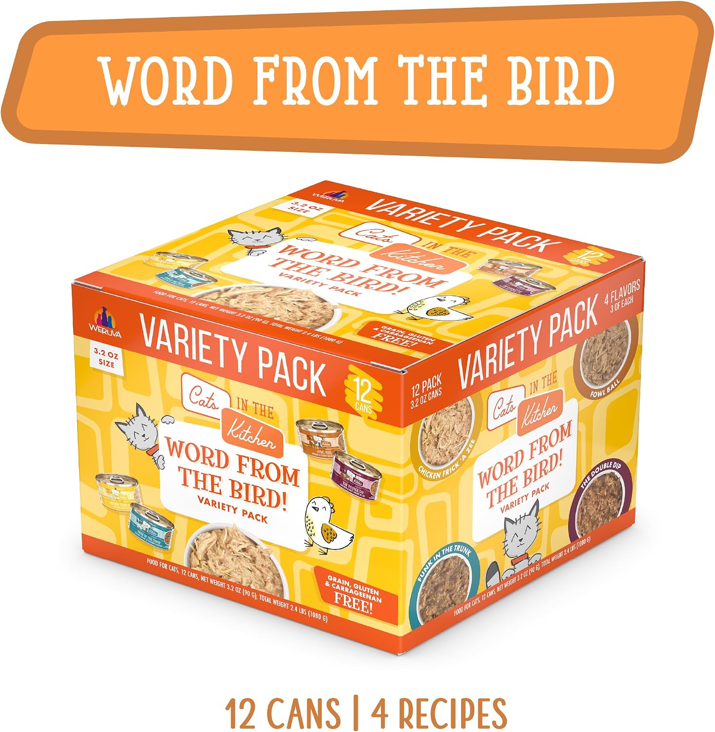 Weruva Cats in the Kitchen, Kitchen Cuties Variety Pack, Wet Cat Food, 3.2oz Can (Pack of 12)