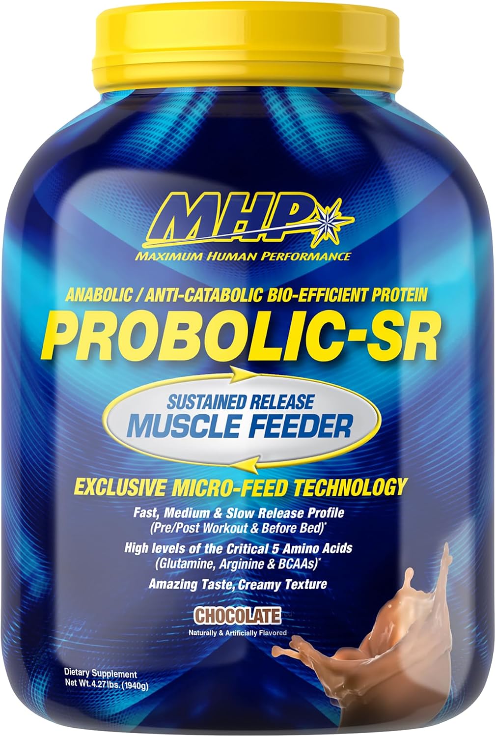 Maximum Human Performance Probolic-SR Sustained Release Protein Powder, 24g Protein, BCAAs, Glutamine, Arginine, Pre-Workout, Post-Workout