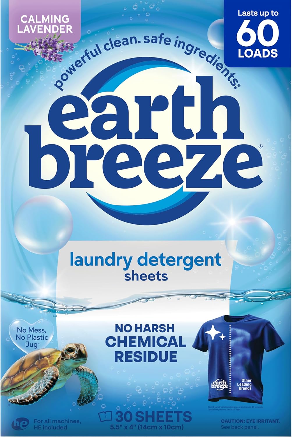Earth Breeze Laundry Detergent Sheets Fresh Scent 60 Loads