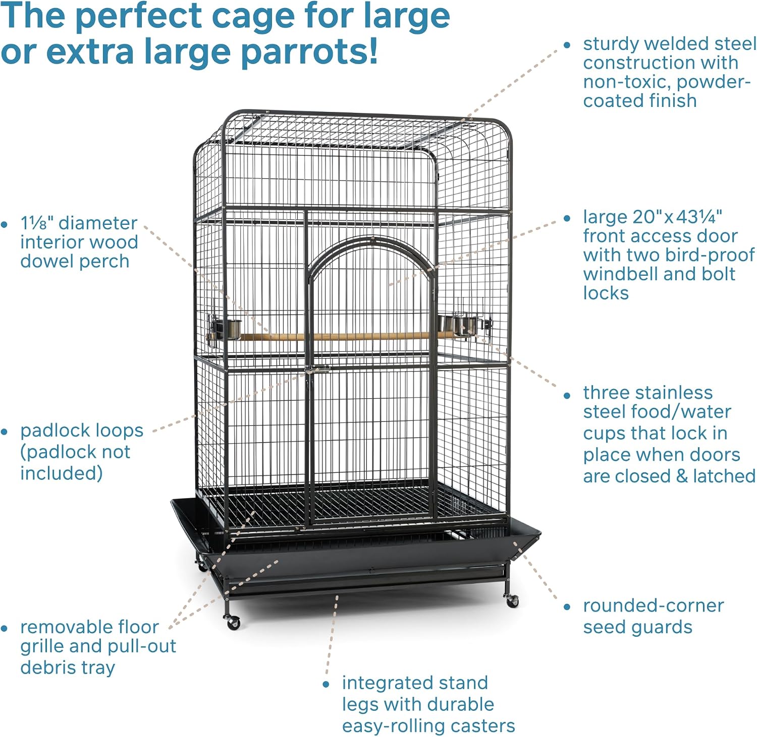 Prevue Pet Products Empire Bird Cage, X-Large, Black Hammertone,46" L x 36" W x 78 1/4" H