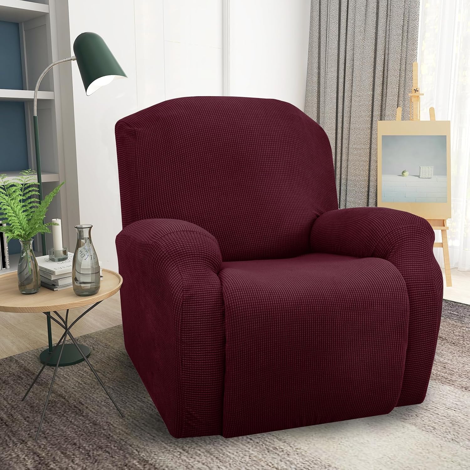 JIVINER Super Stretch Recliner Chair Covers 4 Pieces Sofa Slipcover for Reclining Chair Spandex Soft Recliner Slipcover with Pockets Recliner