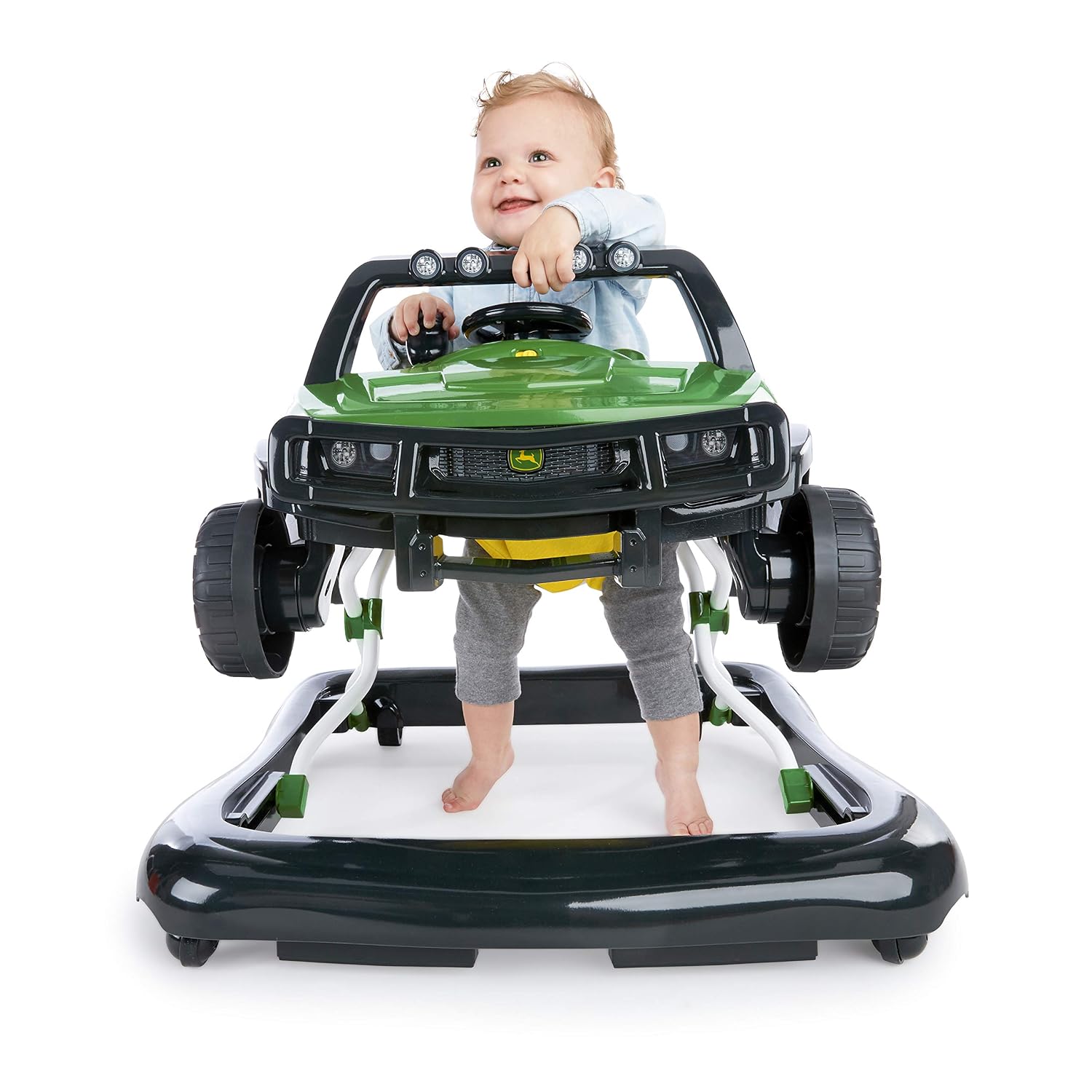 Bright Starts Ford Mustang 4-in-1 Pink Baby Activity Center & Push Walker with Removable Interactive Steering Wheel -Toy, 6 Months and up