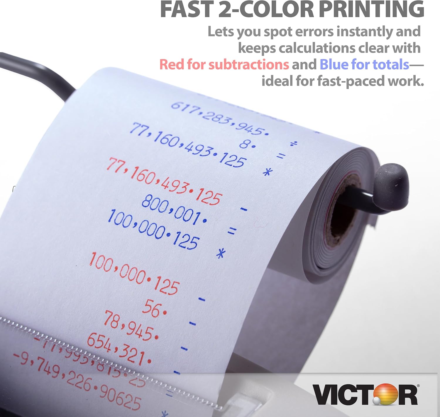 Victor Printing Calculator, 1208-2 Compact and Reliable Adding Machine with 12 Digit LCD Display, Battery or AC Powered, Includes Adapter,White