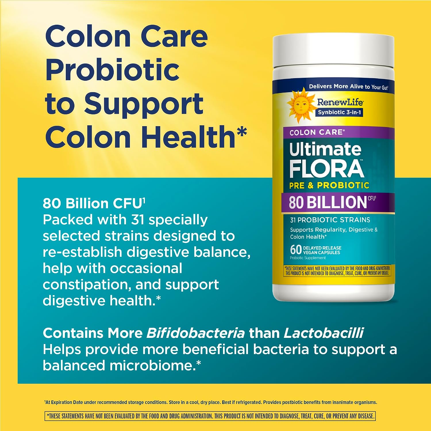 Renew Life Ultimate Flora Probiotic 80 Billion CFU | 31 Strains