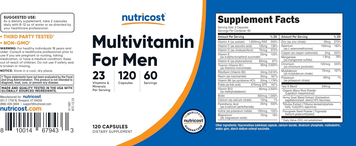 Nutricost Multivitamin for Men 120 Capsules, Vitamins and Minerals | For The Healthy Man