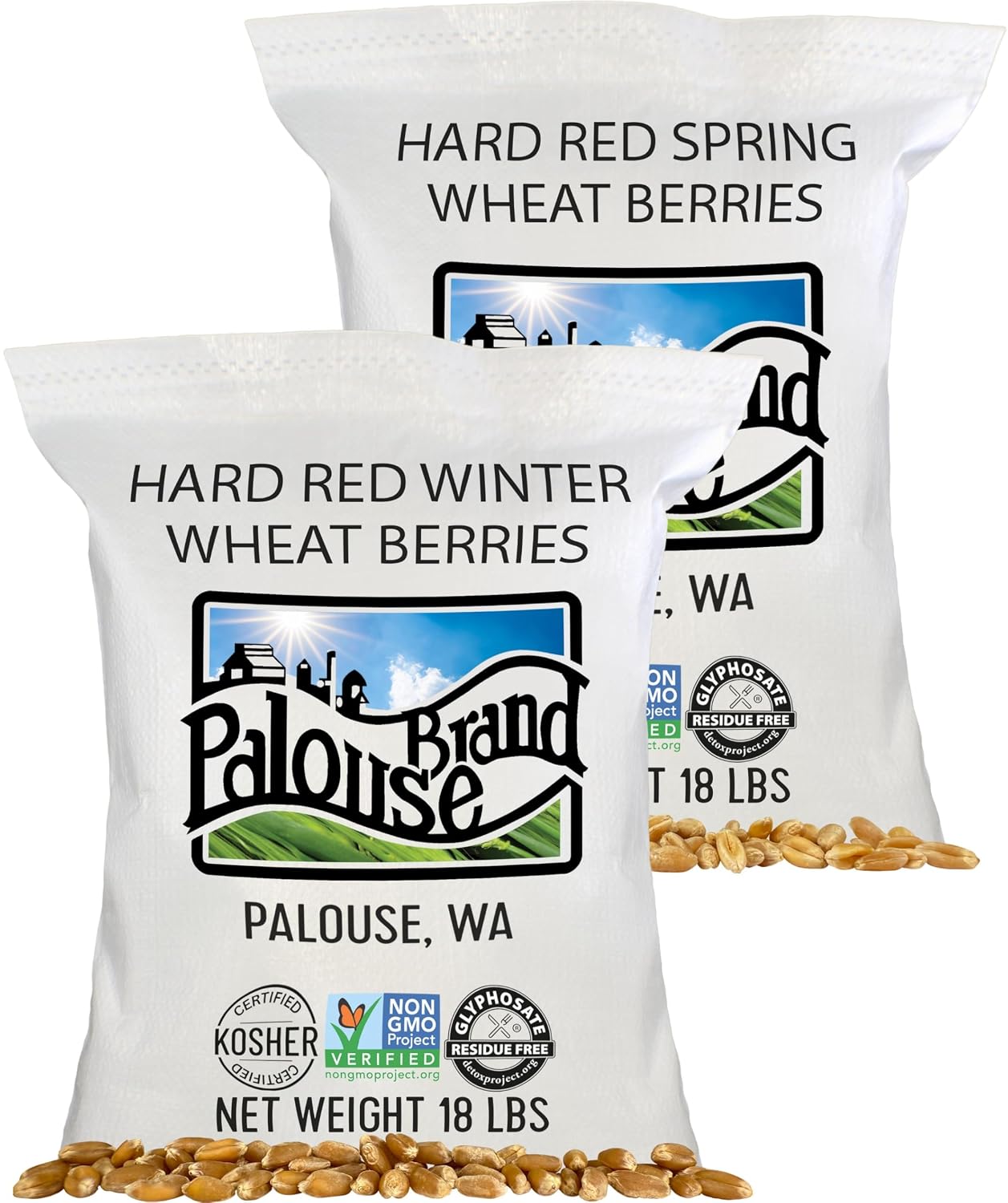 Palouse Brand Certified Glyphosate Residue Free Hard Red Winter Wheat Berries | 5 LBS | Family Farmed in Washington State | Non-GMO Project Verified | Certified Kosher Parve