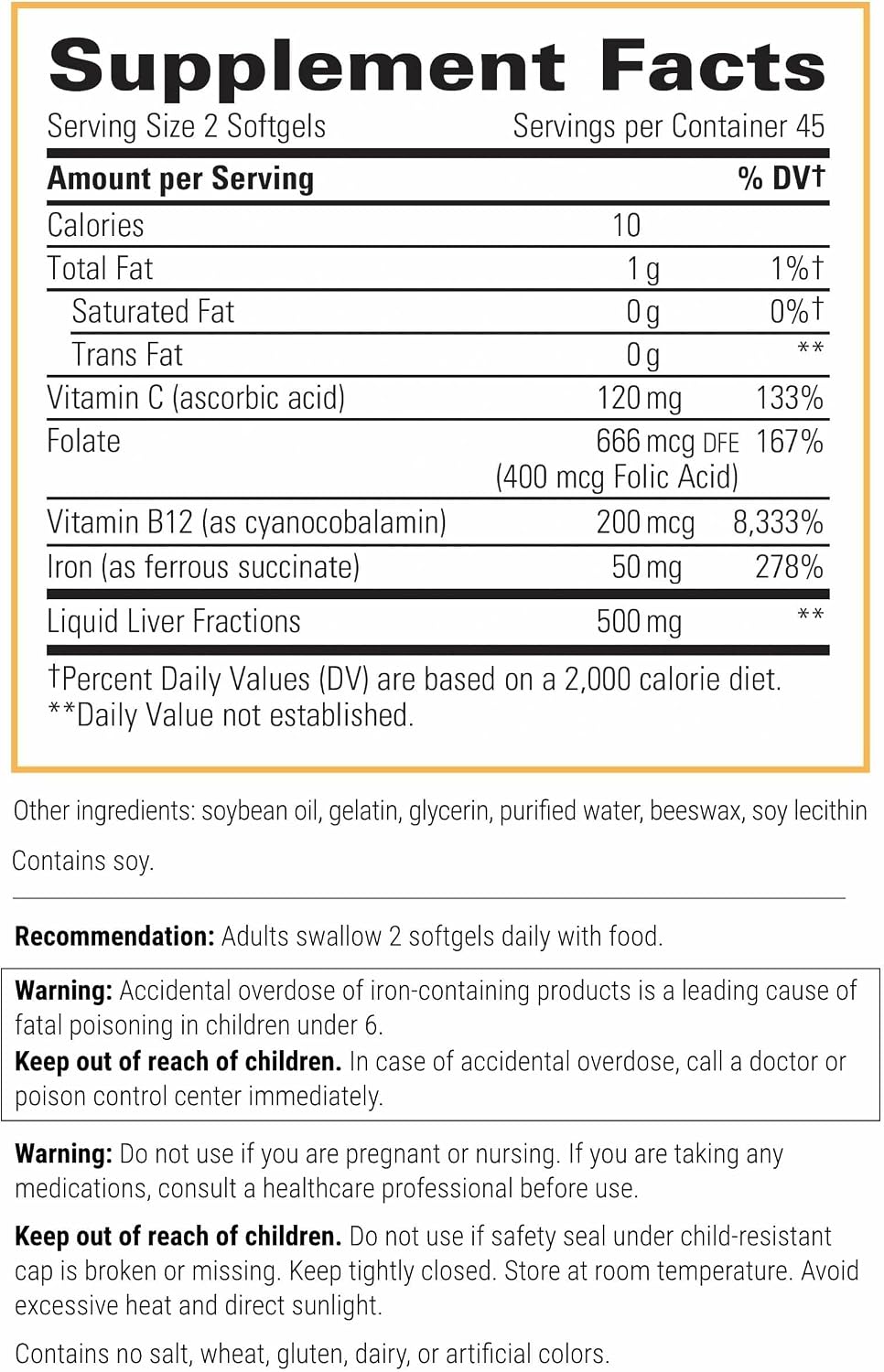 Integrative Therapeutics Iron Complex - Wellness & Energy Support with Vitamins C & B12* - Includes Folate - Gluten-Free & Dairy-Free - 90 Softgels