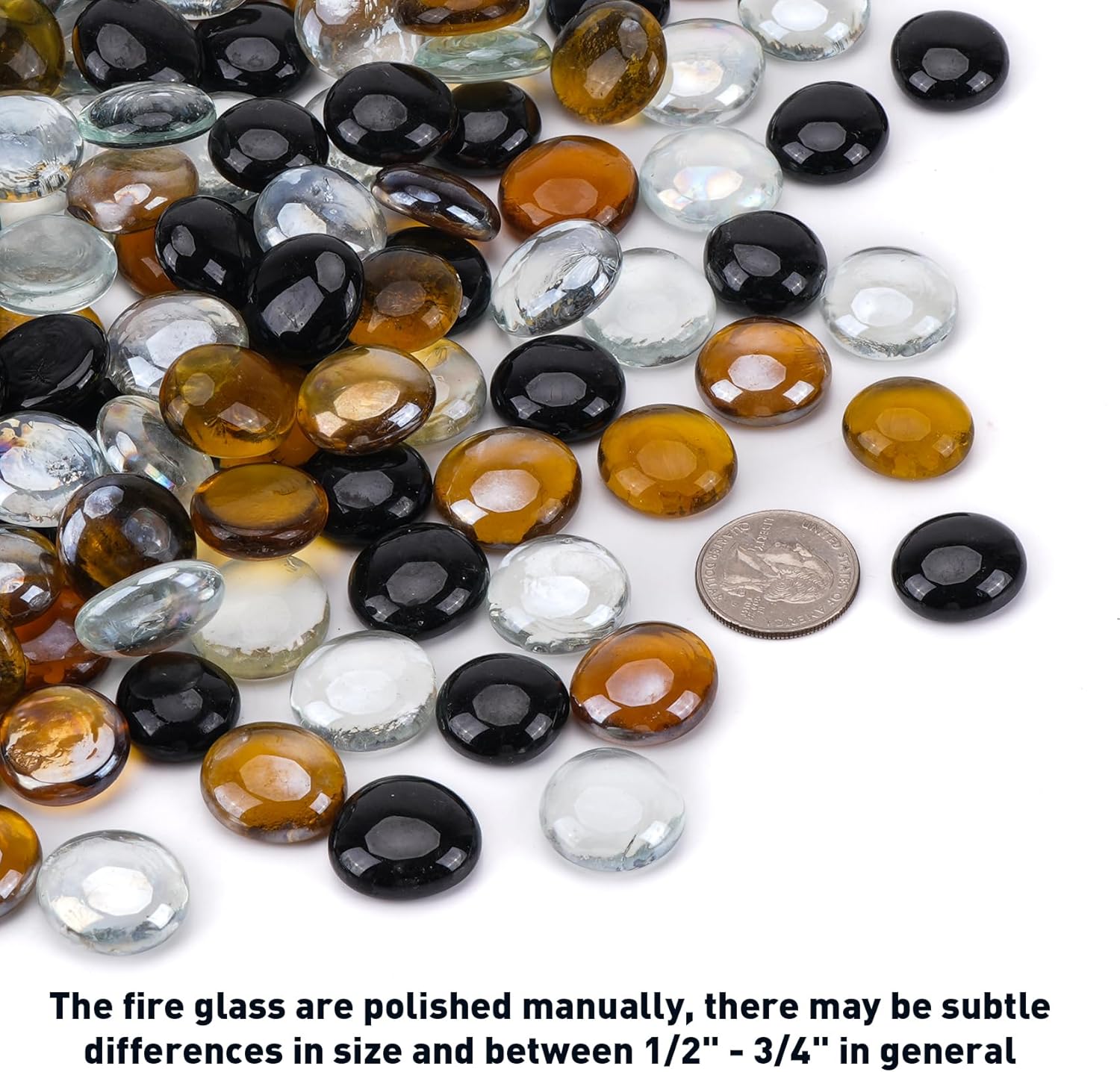 Skyflame 10-Pound Fire Glass Beads for Fire Pit Fireplace, Onyx Black