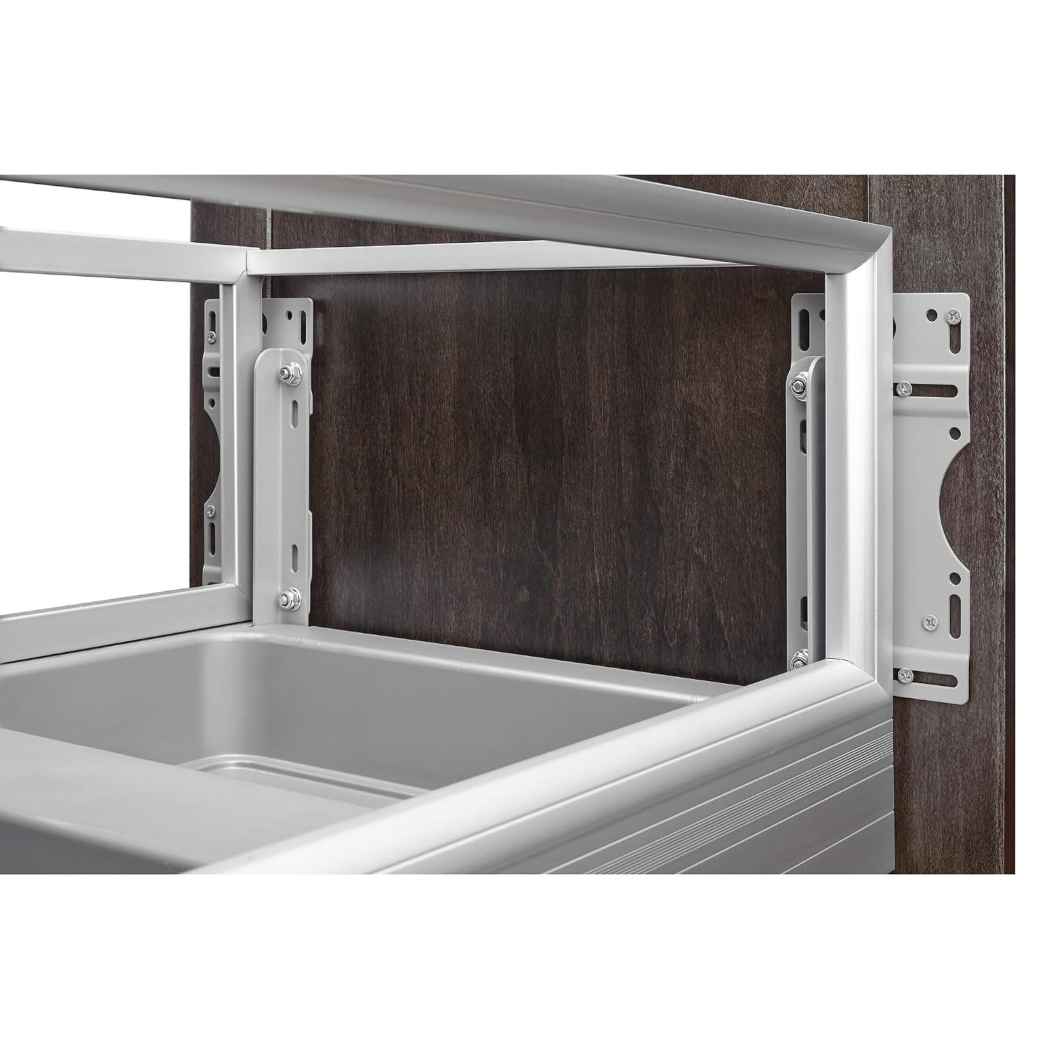 Rev-A-Shelf Double 50 Qt Pull Out Trash Can w/Soft-Close for Base Kitchen Cabinets, Min Opening Width of 15.75", Silver, 5149-2150DM-217