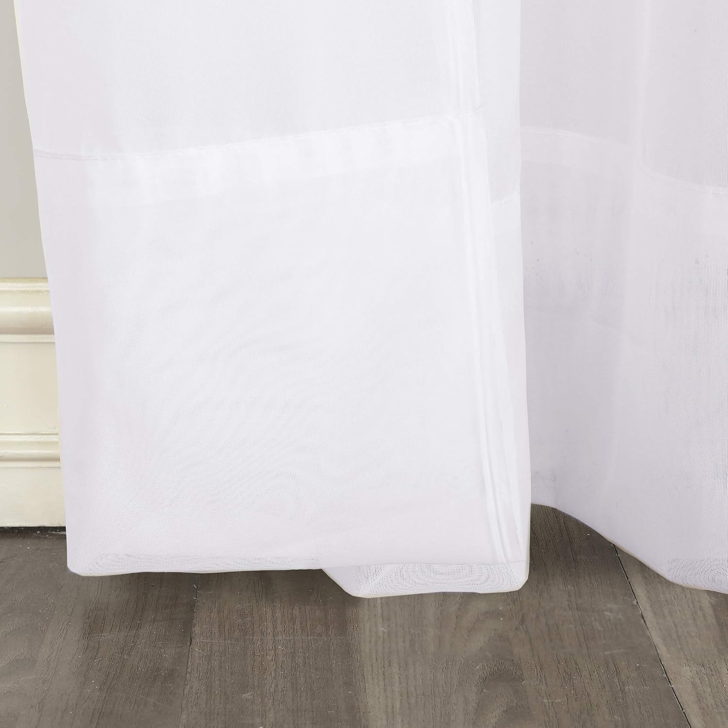 No. 918 Erica Crushed Sheer Voile Rod Pocket Curtain Panel, 51" x 108", Eggshell Off-White
