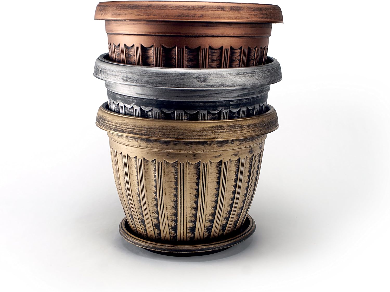 Rustic Flowerpot 10" Planter for Garden Patio Office Ornaments Home Decor Long Lasting Reusable Light Weight (Silver-S)
