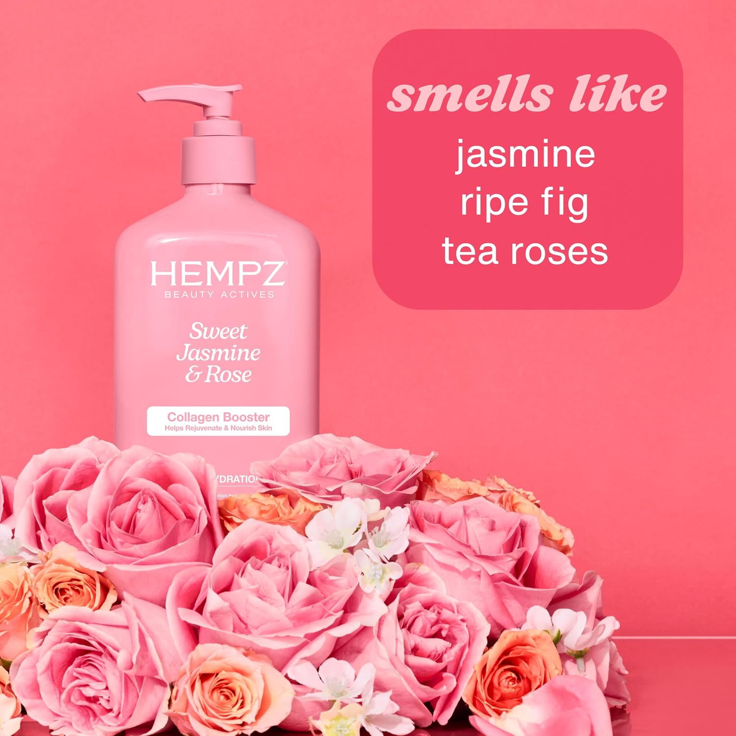 Hempz Sweet Jasmine & Rose Herbal Body Moisturizer for Women, 17 Fl. oz. - Moisturizing Lotion with 100% Pure Hemp Seed Oil, Collagen