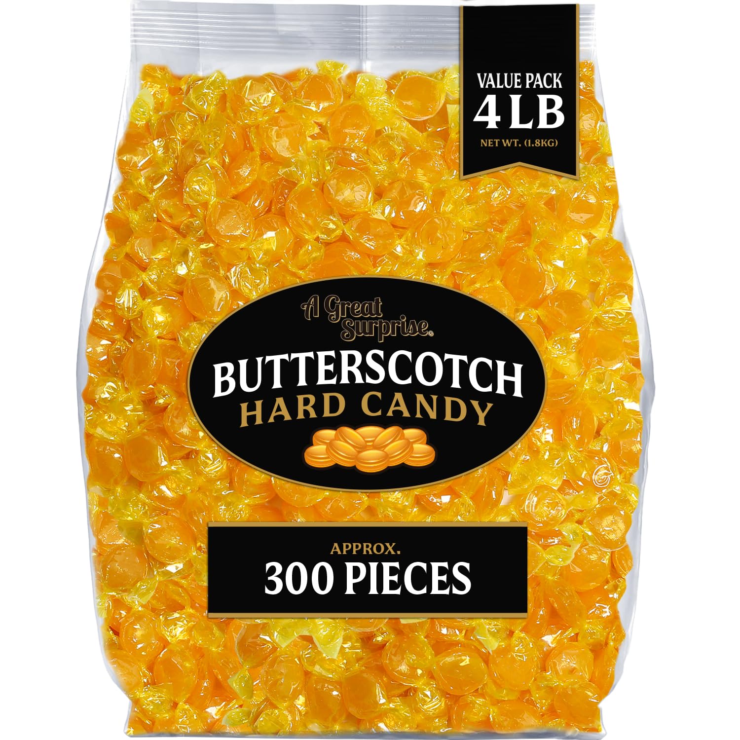 Butterscotch Hard Candy 4 lb Bulk Individually Wrapped | Classic Discs Treats Butterscotch Candy Discs Buttons Classic Creamy & Old Fashioned