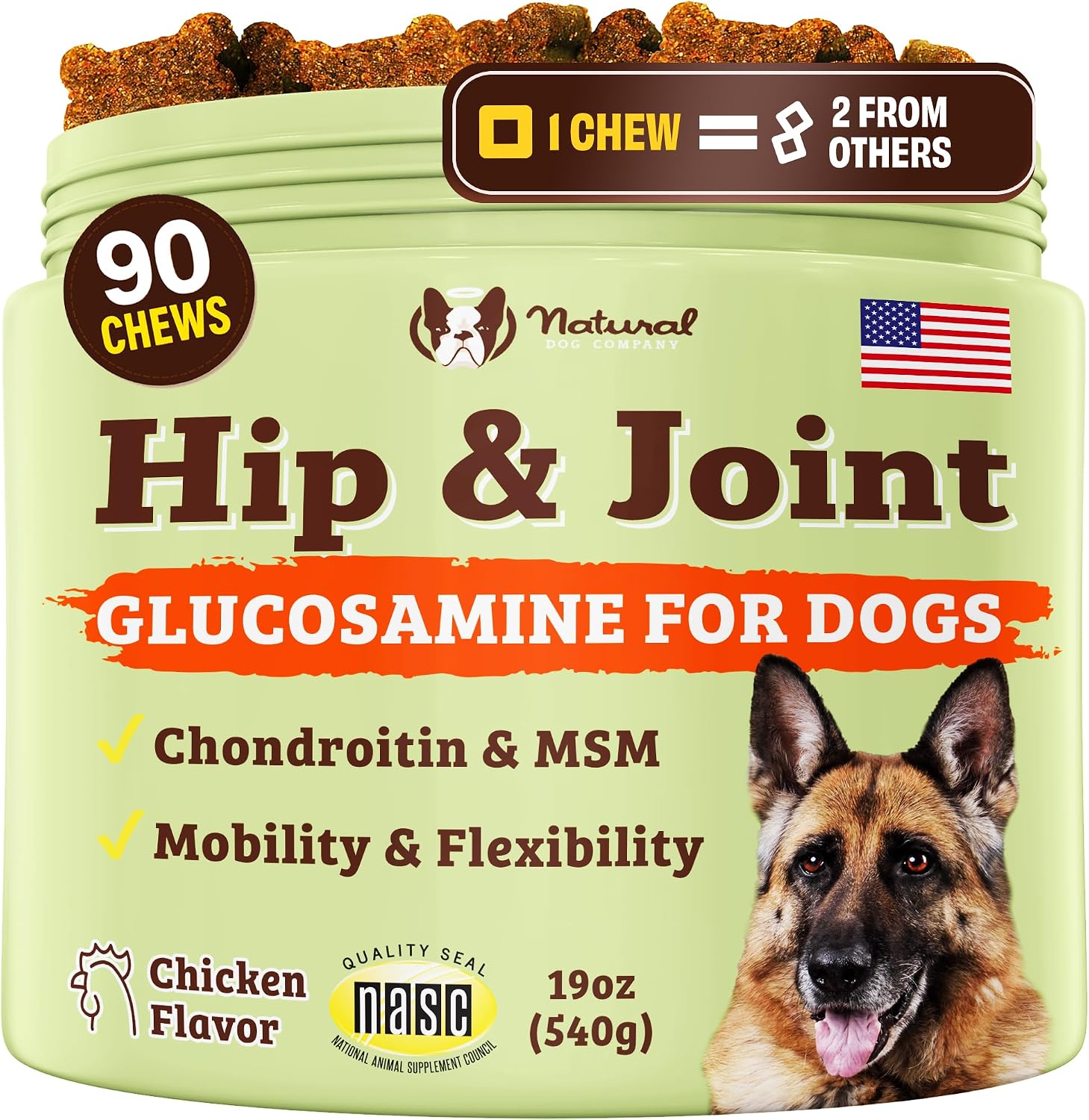 Natural Dog Company Liquid Glucosamine Hip & Joint Oil for Dogs, 16 oz, Extra Strength Cartilage & Joint Support, Helps Mobility and Eases Occasional Stiffness, Dog Vitamins & Supplements