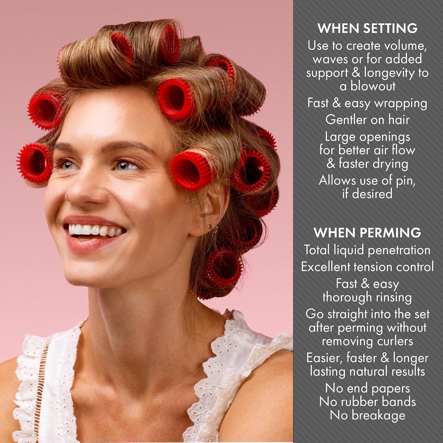 Olivia Garden Jet Set EZ Grip Self-Gripping Curlers - Hair Rollers for Setting or Perming - Style Curls and Waves