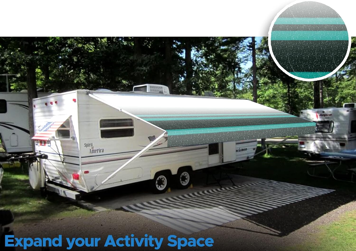 SunWave Premium Vinyl RV Canopy | Awning Fabric Replacement (20', Grey Fade)
