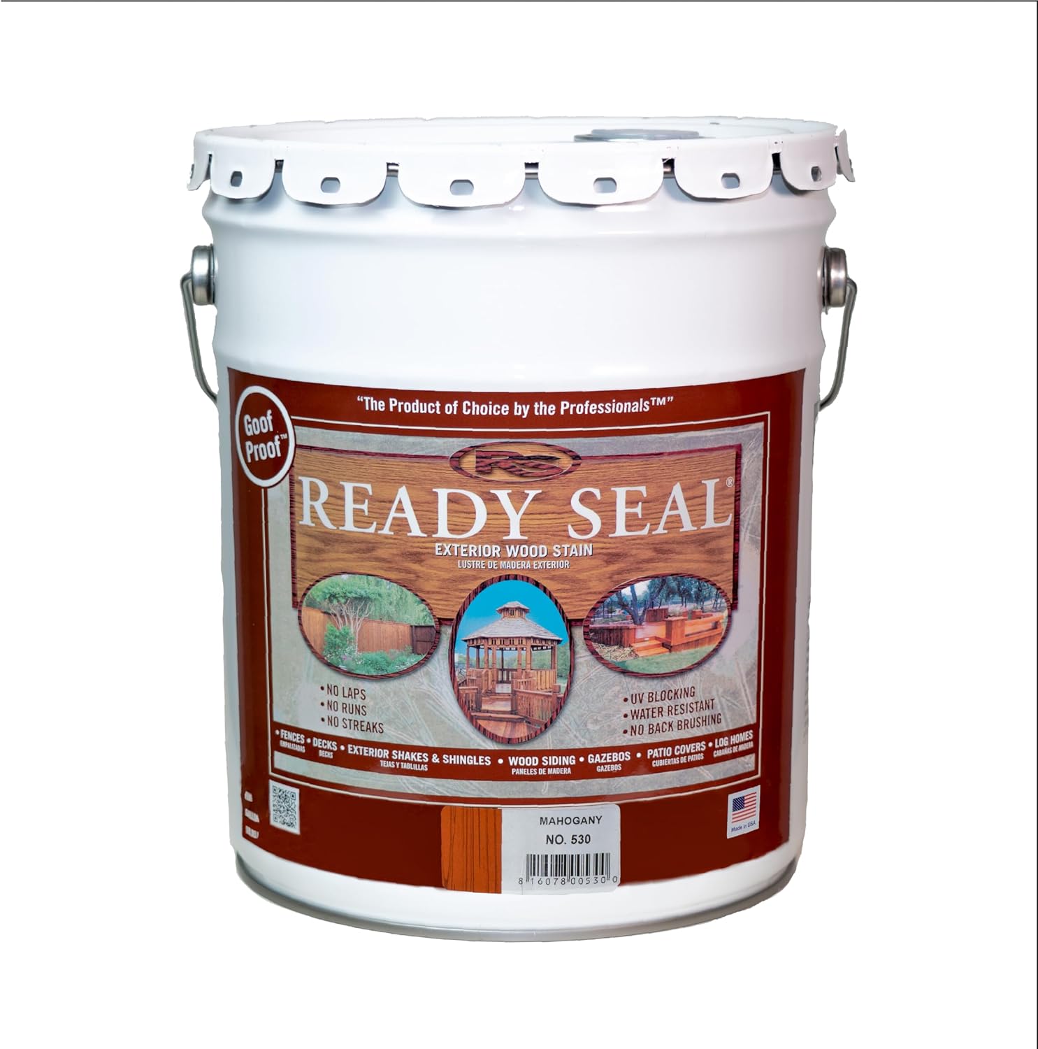 Ready Seal 7966104 5 gal Pail Exterior Wood Stain & Sealer, Light Oak