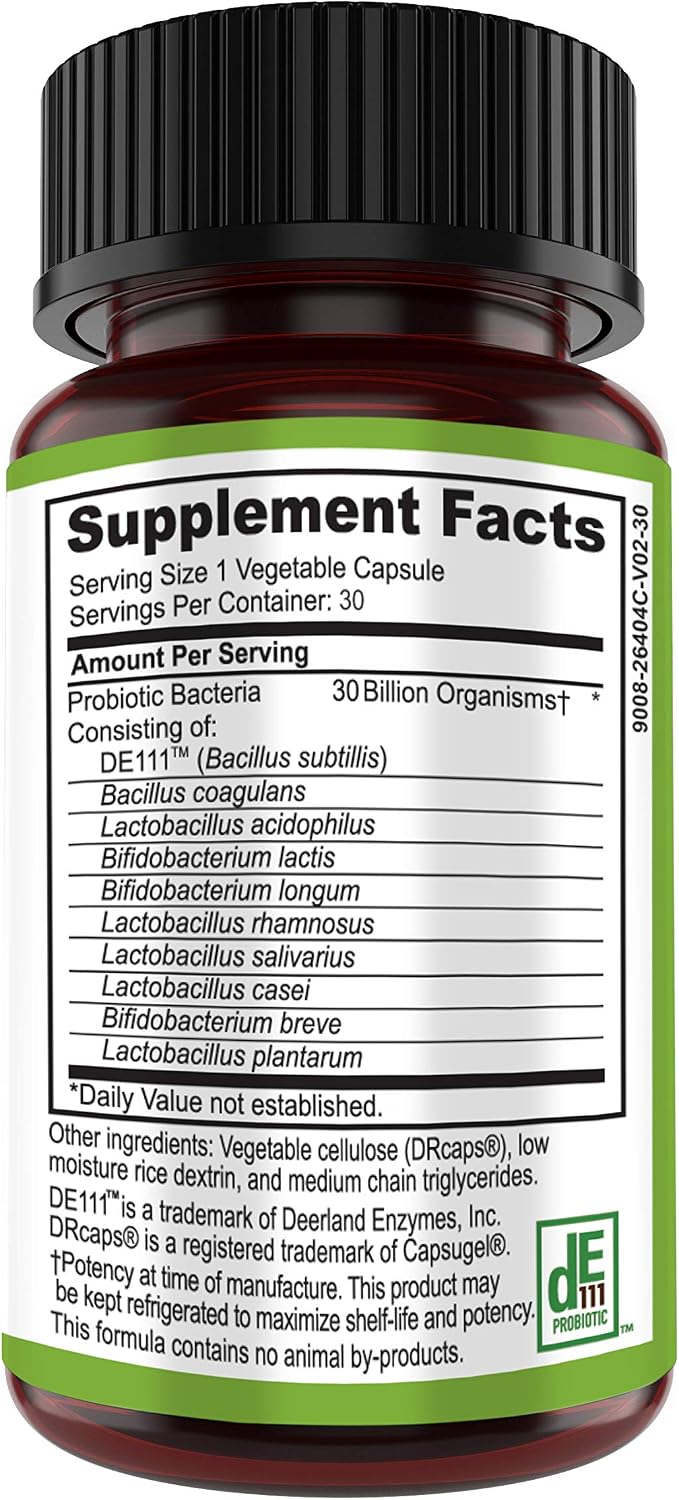 Bacillus Subtilis Probiotic - 30 Billion CFU Multi-Strain Probiotics for Women and Men - Supports Digestive and Gut Health - 30 Capsules