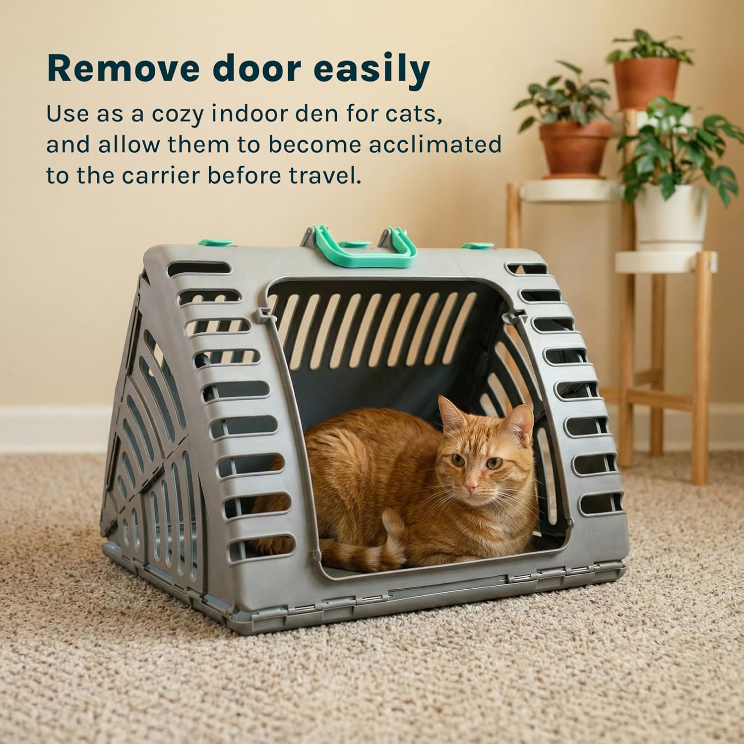 SportPet Large Hard-Sided Travel Cat Carrier - Cat Carrier with Patented Wide Side-Opening Door