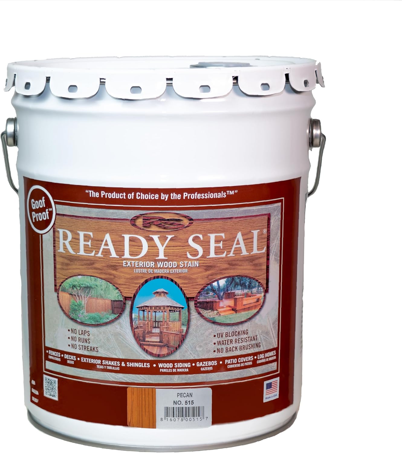 Ready Seal 7966104 5 gal Pail Exterior Wood Stain & Sealer, Light Oak