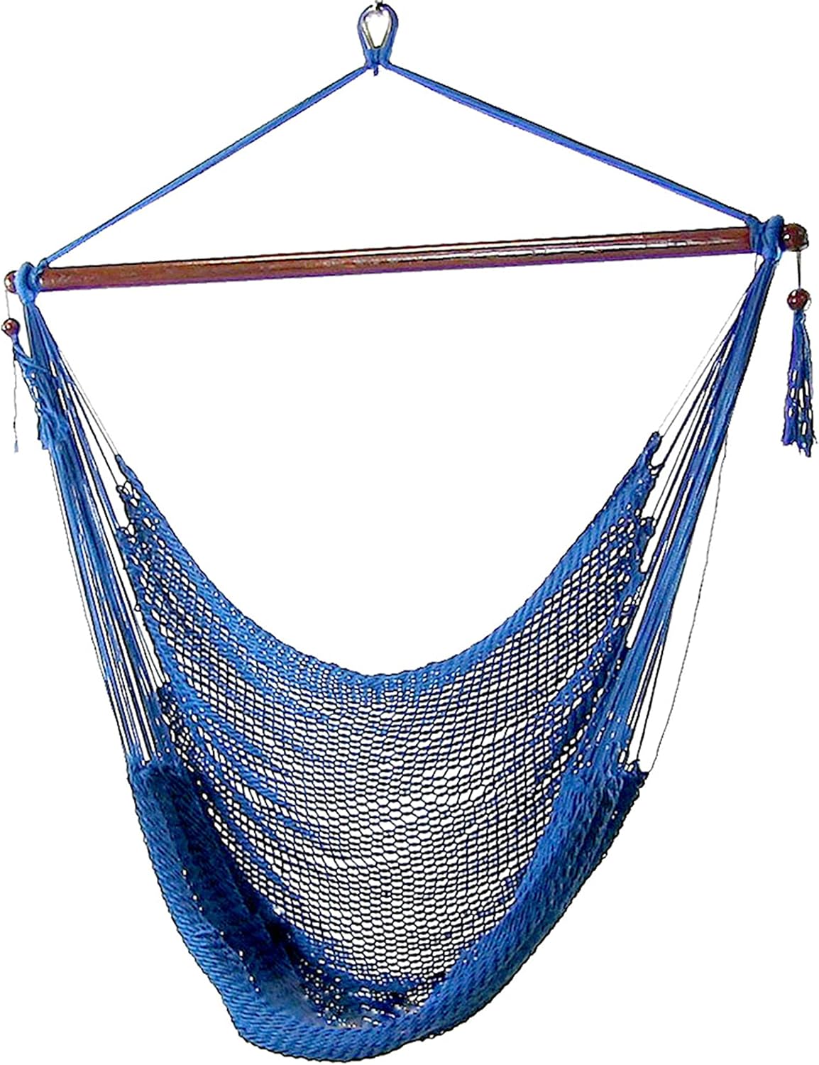 Sunnydaze Hanging Hammock Chair Swing for Patio, Caribbean, Tan | 300 lb Capacity, Wooden Spreader Bar, Woven Polyester, Hang From a Tree, Hammock Chair Stand, or Ceiling, Hammock Swing Chair