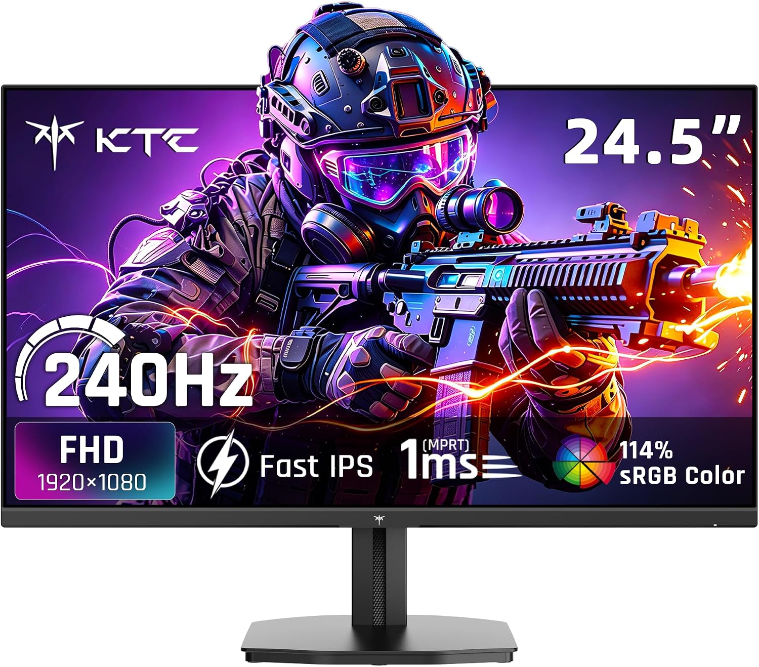 KTC 24.5 Inch Gaming Monitor, 180Hz OC 200Hz Monitor FHD, Fast IPS, H25T7 | 1080P Monitors 1ms, 128% sRGB HDR10, Adaptive Sync, HDMI DP, VESA Tilt Adjustable for Xbox PS5 Switch, HDMI Cable Inc.