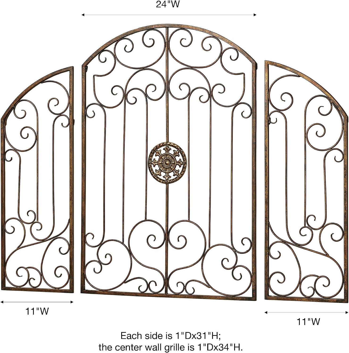 Garden Gates Wall Decor Golden Bronze Set of Three
