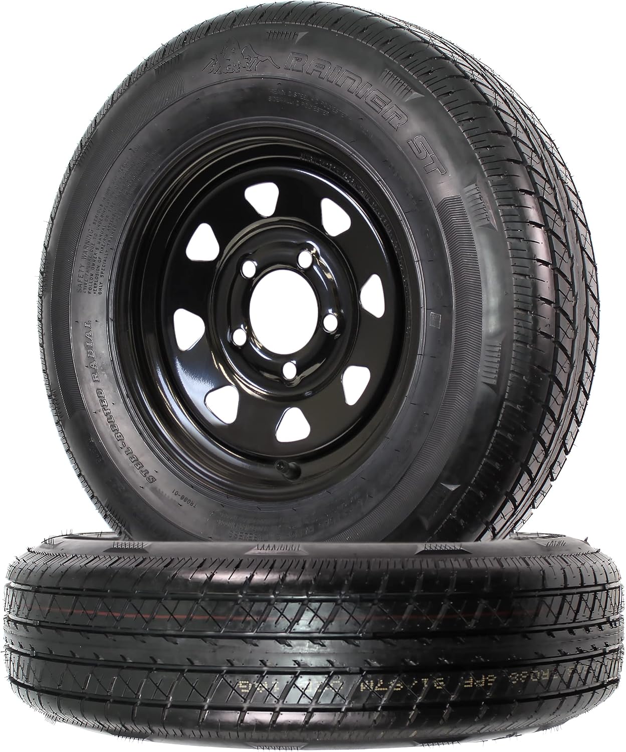 eCustomrim 2-Pack Trailer Tire Rim Radial ST175/80R13 13 Inch 5 Lug Black
