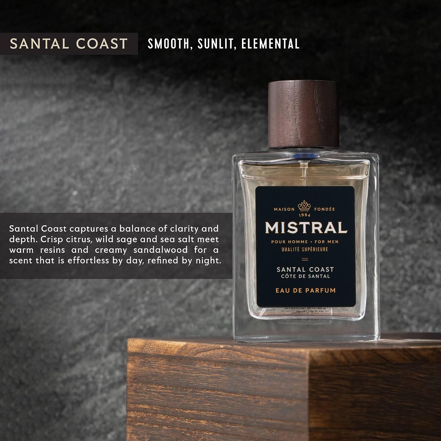 Mistral Bourbon Vanilla Eau de Parfum for Men, Men's Cologne, 3.4 Oz | Warm & Sweet Masculine Scent with Vanilla, Patchouli & Sandalwood, Cruelty-Free, Long-Lasting Perfume, Made in France