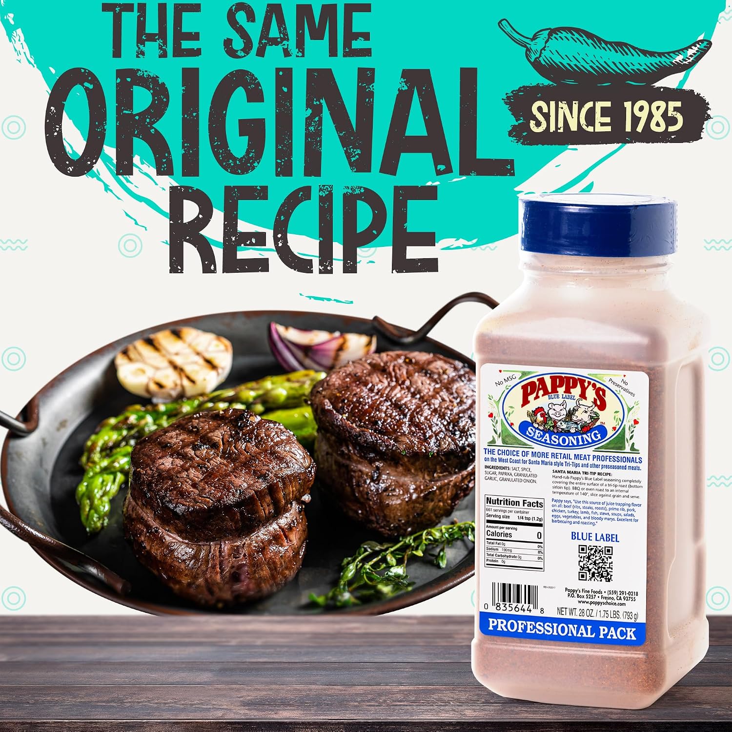 Pappy's Choice Original Seasoning, 32 Oz | California's Legendary Seasoning Blend, Santa Maria Style, Perfect for BBQ, Beef, Burgers, Brisket, Tri-tip and Steak