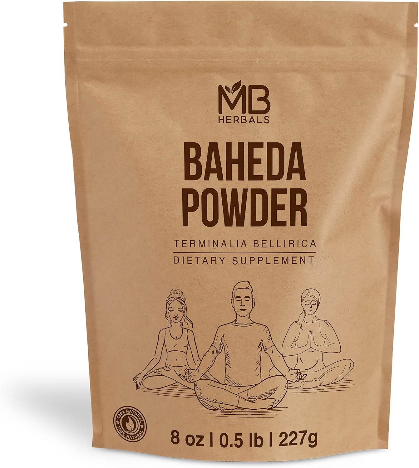 MB Herbals Baheda Powder 227 Gram / 8 oz | Bhibhitaki | Terminalia bellirica | Beleric Myrobalan