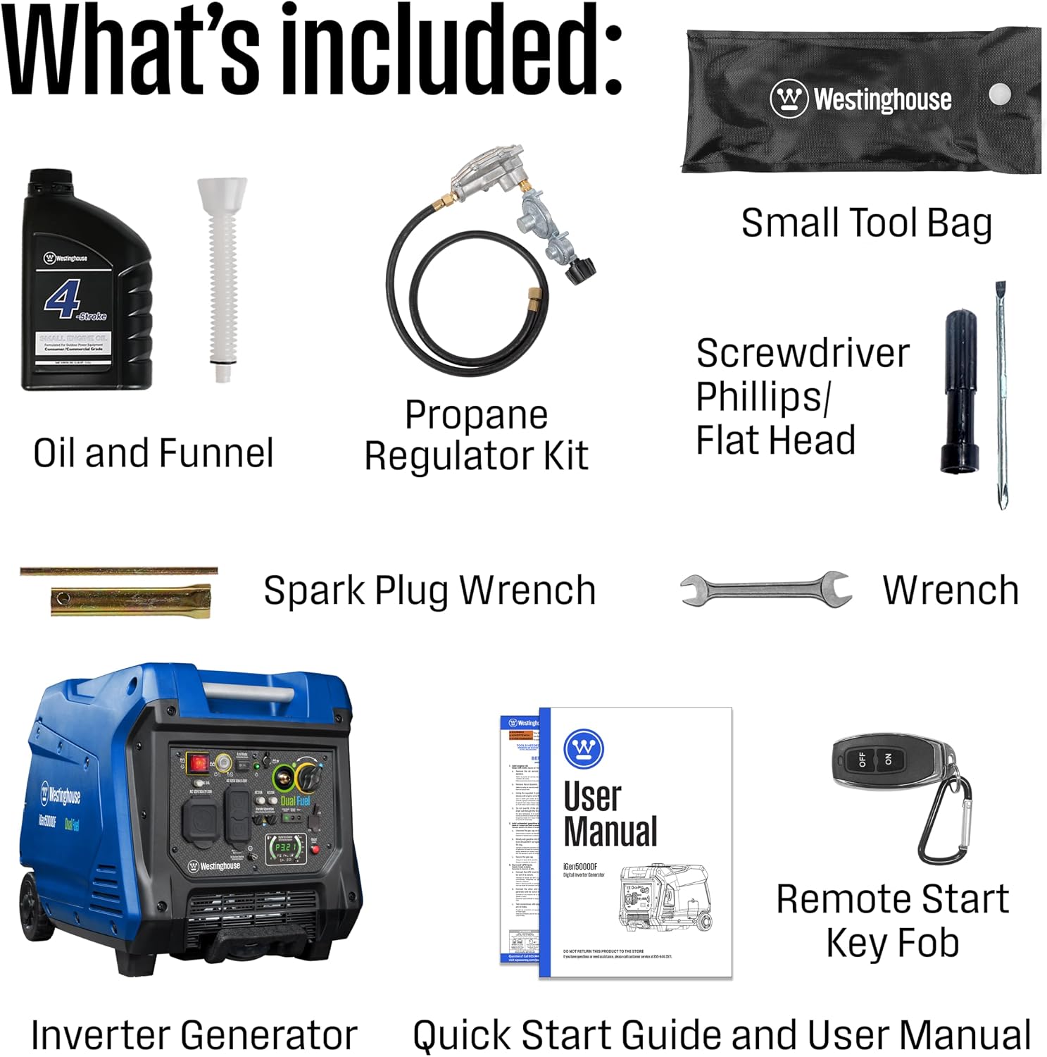 Westinghouse 5000 Peak Watt Super Quiet Portable Inverter Generator, Remote Electric Start with Auto Choke, Wheel & Handle Kit, RV Ready, Gas Powered, Parallel Capable