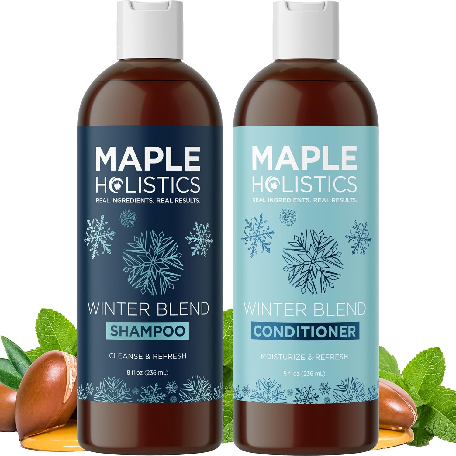 Sulfate Free Shampoo and Conditioner Set - Tea Tree Sage and Rosemary Shampoo and Conditioner for Dry Flaky Scalp Care - Deep Cleansing Color Safe Shampoo and Conditioner for Damaged Dry Hair Care