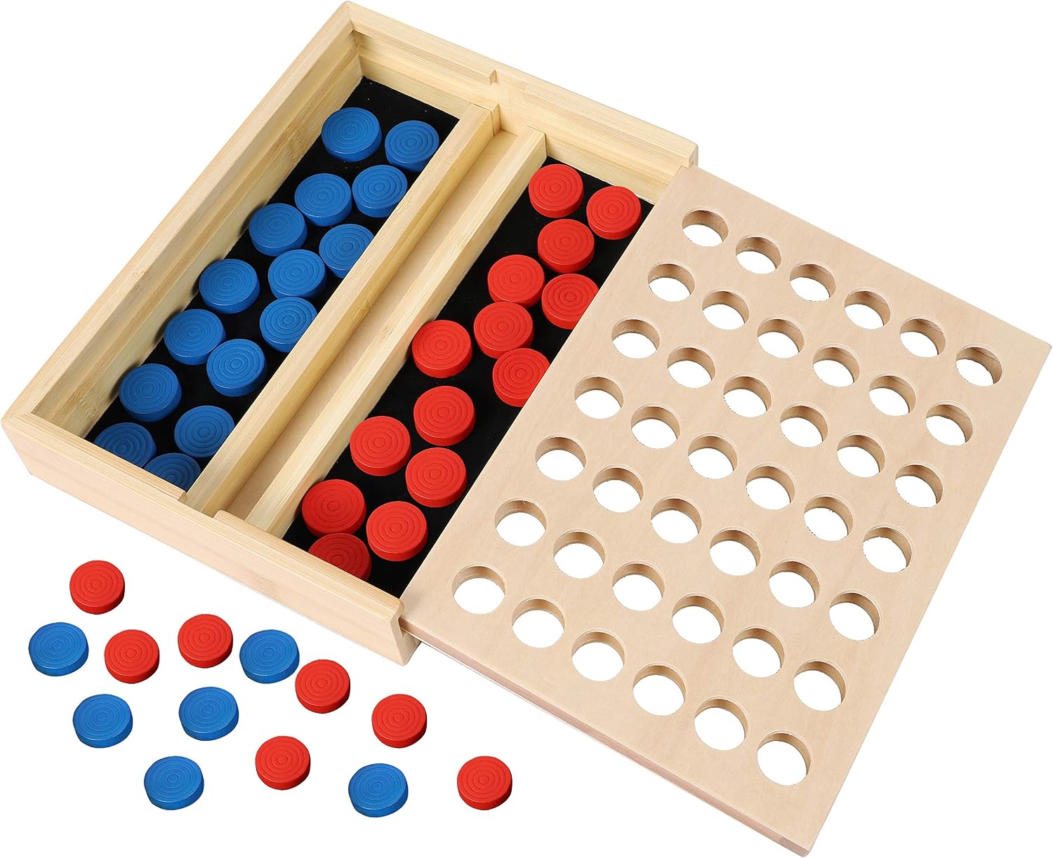 TOWO Wooden 4 in a Row Game, Classic Strategy Board Game for Kids