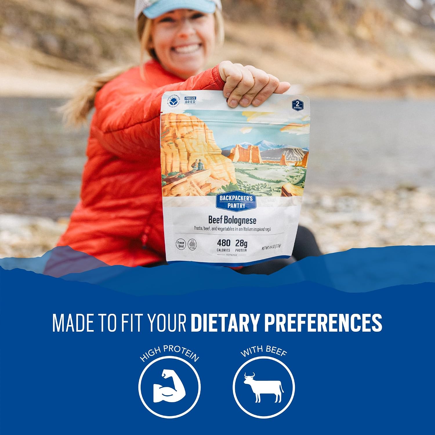 Backpacker's Pantry Lasagna | 1-Pack | 29g Protein | 620 Cal | Vegetarian, Nut Free | Made in the USA | Freeze Dried Meal & Camping Food