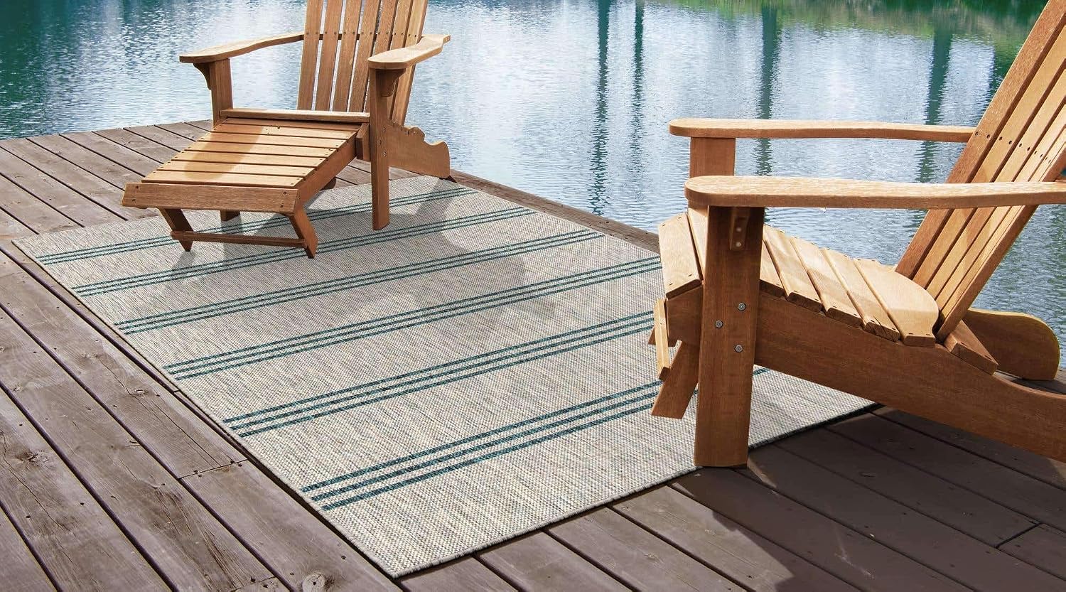 Unique Loom Outdoor Collection Area Rug - Anguilla (9' x 12' Rectangle, Blue/ Ivory)